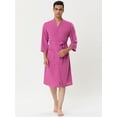 thumbnail image 3 of INSPIRE CHIC Men's Waffle Spa Robe Solid Color Sleepwear Long Sleeves Bathrobe, 3 of 5