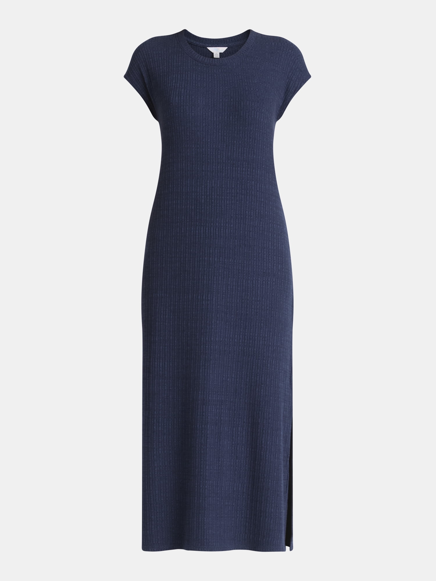 Time and Tru Women's Ribbed Column Dress with Short Sleeves, XS-XXXL
