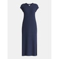 thumbnail image 4 of Time and Tru Women's Ribbed Column Dress with Short Sleeves, XS-XXXL, 4 of 4