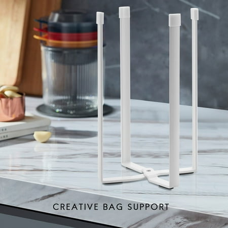 

Space Saving Plastic Bag Dryer Holder Garbage Stand Multi Purpose Drying Rack White 1 pcs