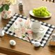 thumbnail image 3 of Artoid Mode Buffalo Plaid Bunny Ear Foot Flower Easter Placemats Set of 4, 12x18 Inch Seasonal Spring Table Mats for Party Kitchen Dining Decoration, 3 of 4