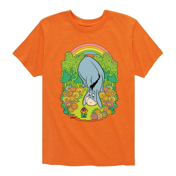 Winnie the Pooh - Eeyore Grazing Through Flowers - Rainbow - Toddler And Youth Short Sleeve Graphic T-Shirt