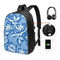 thumbnail image 3 of YFYANG 17" Laptop Backpack, Blue Flower Doodle Fashion Travel Work Backpack with USB and Headphone Cable Interface for Men and Women, 3 of 8