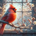 thumbnail image 1 of Kit Pintura Por Números Sobre Lienzo Arte Al Óleo Artesanal Imagen Pájaro Del 40x40cm Rojo, 1 of 9
