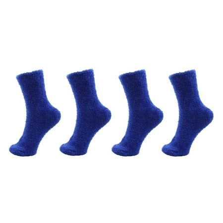 Women's Fuzzy Cozy Warm Comfy Socks - Oceans Blue - 4 Pair Value Pack