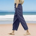 thumbnail image 3 of REALiKUN Womens Summer Linen Pants Women Drawstring Elastic Waist Harem Pant Basic Lightweight Linen Pants Straight Leg, 3 of 6