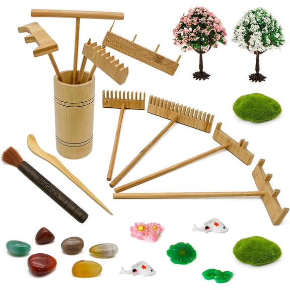 Zen Garden Decor Rake Tool - Sand Zen Garden Accessories Japanese Zen Garden Kit Tabletop Rock Zen Decor Japan Zen Gifts for Home Office Desk Meditation Room Relaxation Birthday Gifts Father Mother