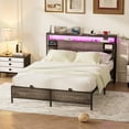 thumbnail image 7 of Homieasy Twin Size Bed Frame with Storage Headboard, Power Socket and Smart LED Lights, Sturdy and Stable Platform Bed, Heavy Duty Metal Slats, Noise Free, Easy to Assemble, Black Oak, 7 of 7