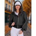 thumbnail image 5 of Female Zip Up Hoodies Cropped Sweatshirts Casual Comfy Cute Zip Jackets Fashion Trendy Fall Outfits Black XL, 5 of 8