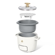 Beautiful 6-Cup Cooked, 3-Cup Uncooked Digital Electric Rice and Grain Cooker with Glass Lid and EverGood Ceramic Nonstick Coating, White Icing by Drew Barrymore