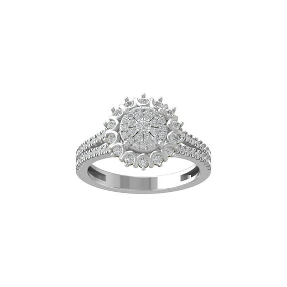 ARAIYA FINE JEWELRY 10K White Gold Round Cluster Diamond Engagement Ring (5/8 cttw, I-J Color, I2-I3 Clarity), Size 8