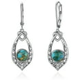 thumbnail image 2 of Vakki Celtic Knot Turquoise Earrings for Women, Vintage 925 Sterling Silver Dangle Earrings Leverback Earrings with Heart Knot Design, 2 of 5