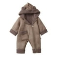 thumbnail image 3 of lcziwo Winter Fleece Lined Jumpsuit Warm Hooded Long Sleeve Zip Up Hoodies Solid Color Cute Snow Suits with Pocket Coffee, 3 of 10