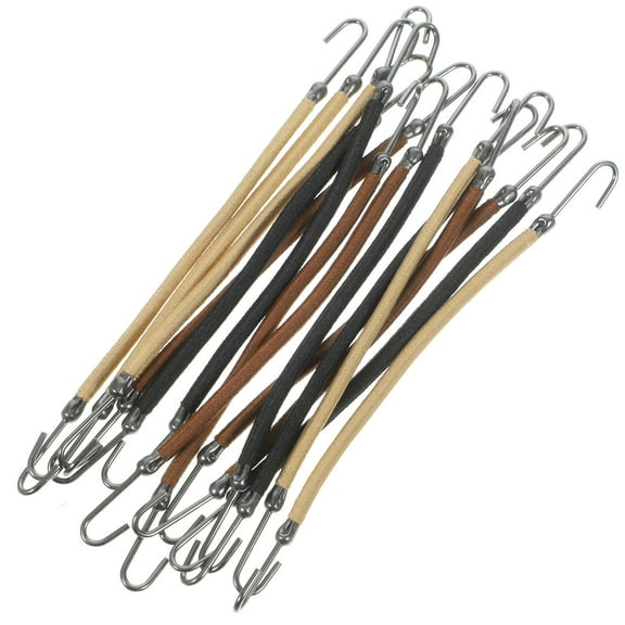 WEAVILUX 15Pcs Bungee Hair Ties Ponytail Cuff for Women Elastic Styling Hook Shape Black and Coffee 12.5x0.7x0.4cm