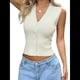 thumbnail image 1 of Chalecos de Punto para Mujer, Suéteres Sin Mangas con Botones y Cuello en V, Ropa Informal, Conjuntos de Verano A . Crema M, 1 of 8