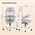 thumbnail image 3 of SIHOO B100 Pro Ergonomic Office Chair, 4D Arms & 3D Ultra-Wide Headrest Computer Chair For Teenager, High Back Office Chair for Home Office & Gaming, White, 3 of 11