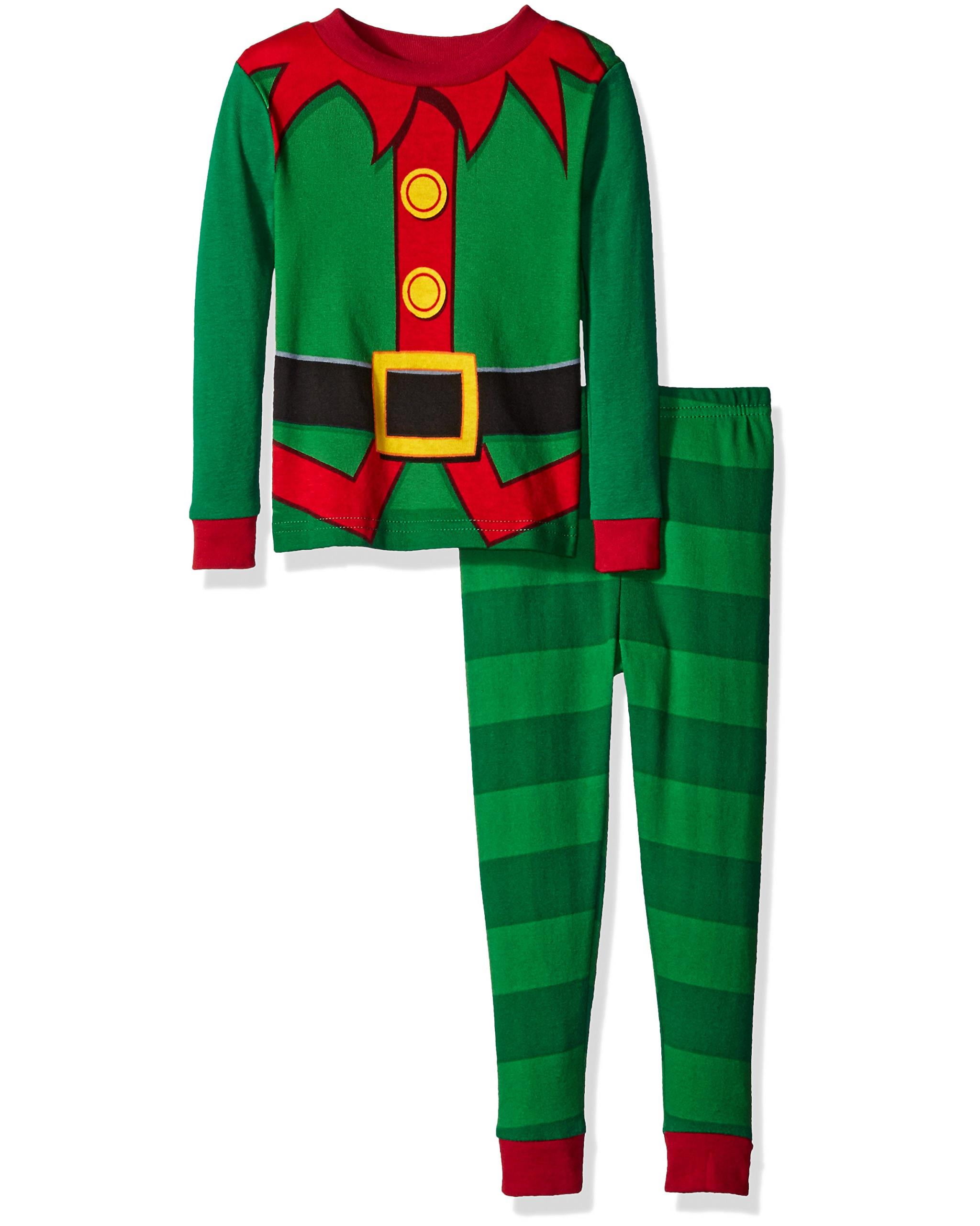 Komar Kids Little Boys' Toddler Elf Cotton 2pc Pajama Set, Green, Size