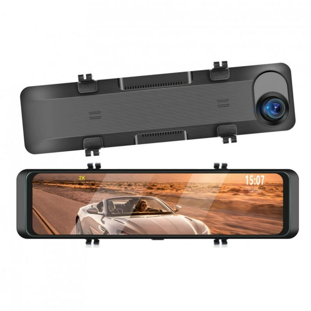 10.88 Inch 2k Mirror Dash Cam Backup Camera Front Rear Dual Cameras HD Touch Screen Wifi Driving Recorder Black