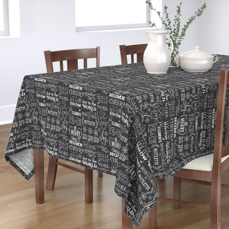 Black And White Christmas Tablecloth Tablecloth Winter Words Black And White Text Christmas Chalkboard Cotton Sateen ()