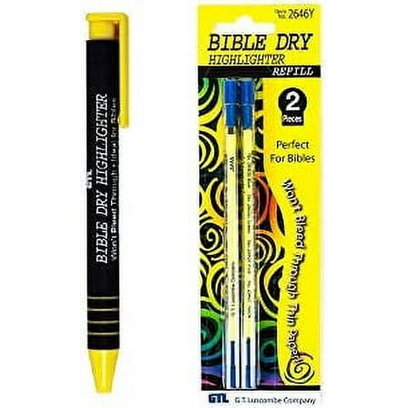 Yellow Dry Bible Highlighter Pen With Yellow Bible Dry Highlighter Refills (1)