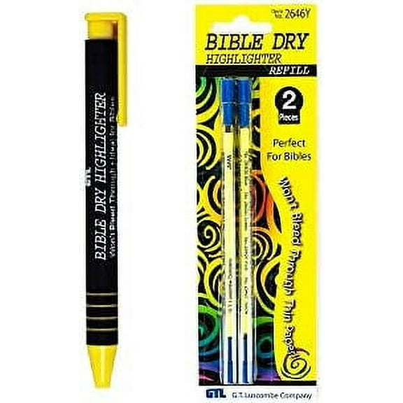 Yellow Dry Bible Highlighter Pen With Yellow Bible Dry Highlighter Refills (1)