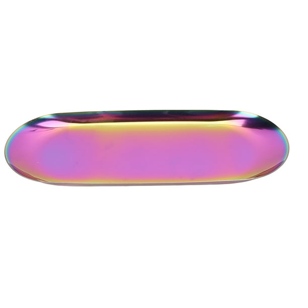 Bandeja Ovalada Para Joyería, Bandeja Decorativa Ovalada Con Revestimiento Al Vacío Con Reflejo De Espejo, Bandeja Ovalada De Almacenamiento De Uñas Con Borde Brillante Para