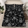 thumbnail image 2 of Homewish Chic Grey Flowers 4-Piece Full Size Sheets for Teens Girls Boys,Exotic Style Bed Sheets,Floral Blossom Lightweight Sheet Sets,Ultra Soft Home Decor, 2 of 7