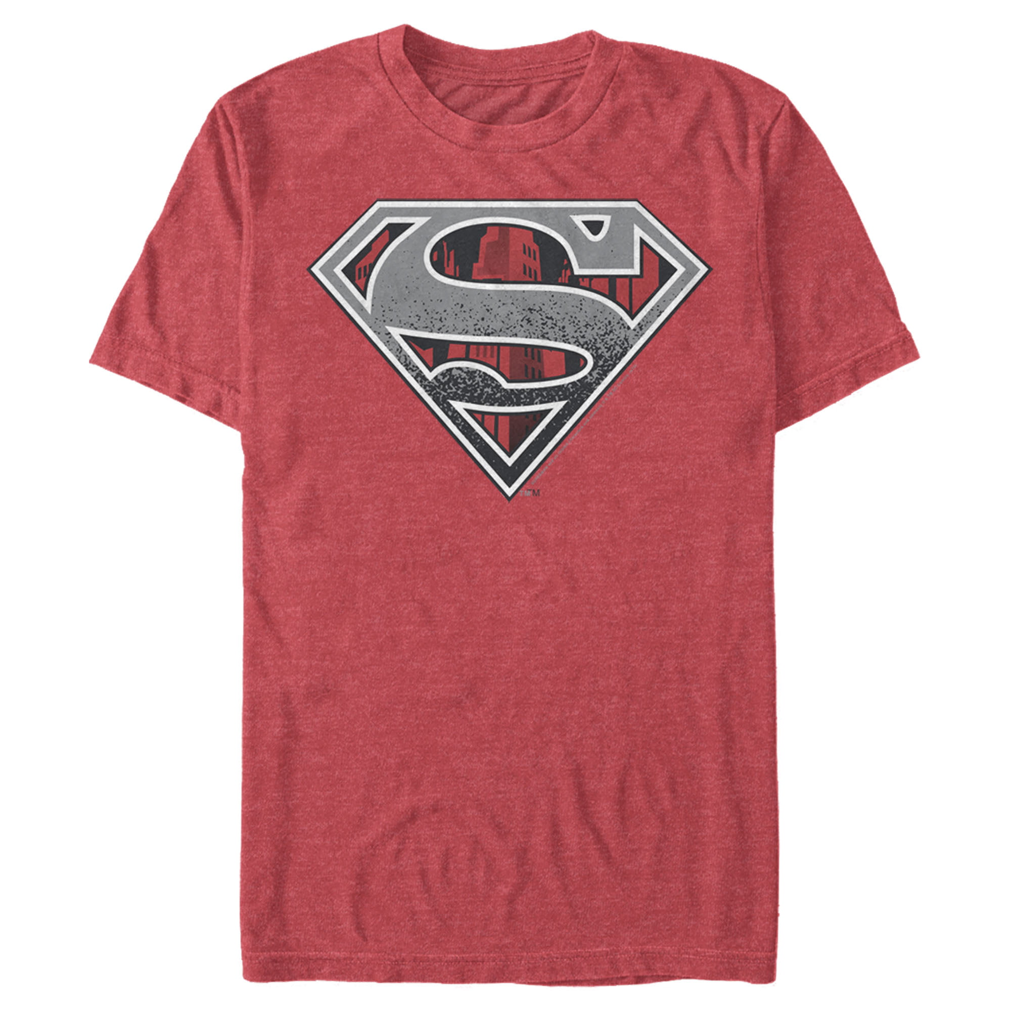 Superman SUPER METALLIC SHIELD Licensed Adult Heather T-Shirt All Sizes 