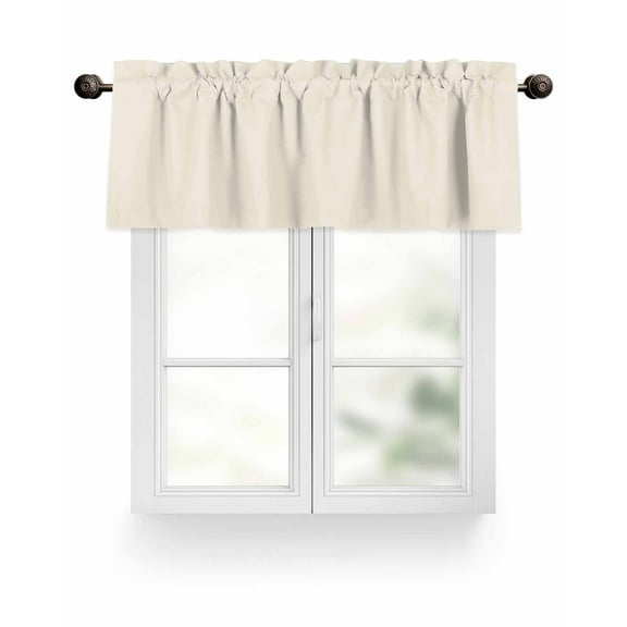 Cream Valances for Windows Solid Color Valance Rod Pocket Light Filtering Short Window Treatments Curtains for Kitchen Bathroom Living Room Bedroom, 1 Panel, 54 x 18 Inch