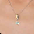 thumbnail image 3 of Gem Stone King 925 Silver and 10K Yellow Gold Green Prasiolite and White Lab Grown Diamond Pendant Necklace for Women | 0.83 Cttw | Gemstone Birthstone | Round 6MM | With 18 inch Chain, 3 of 6