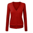 thumbnail image 3 of Womens Sweaters V Neck Cardigan Sweater Plus Jacket Solid Color Knitted Fall Clothes For Women ,Red, 3 of 4