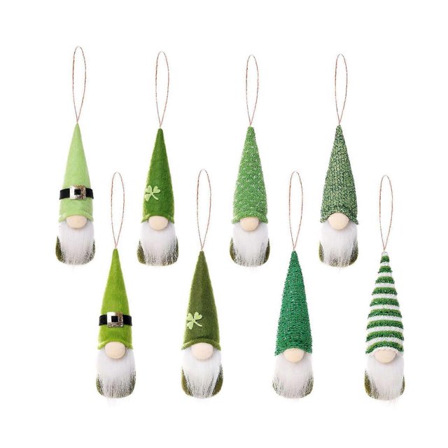 Handmade Gnomes Elf Decorations 4x St-Patrick Day Hanging Gnome Ornaments Set Faceless for Doll Lucky Clover Hanging Pen