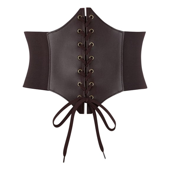 Grebrafan Womens Lace-up Cinch Tied Elastic Underbust Corset Belt US 7XL Brown