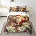 thumbnail image 2 of Feelyou 3D Santa Claus Bedding Comforter Set 7 Pieces, Rustic Reindeer Flower Full Bedding Set, Dreamy Winter Christmas Reversible Fitted Sheet Flat Sheet, Super Cozy Room Decor, 2 of 7