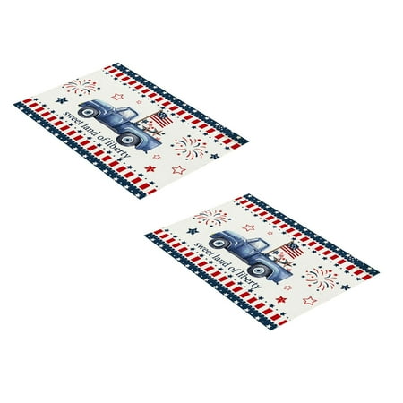 

2PCS Independence Day Placemat Decoration Independence Day Fabric Placemats Heat Insulation Table Mats Festive Western Style Dinner Napkins Tablecloth