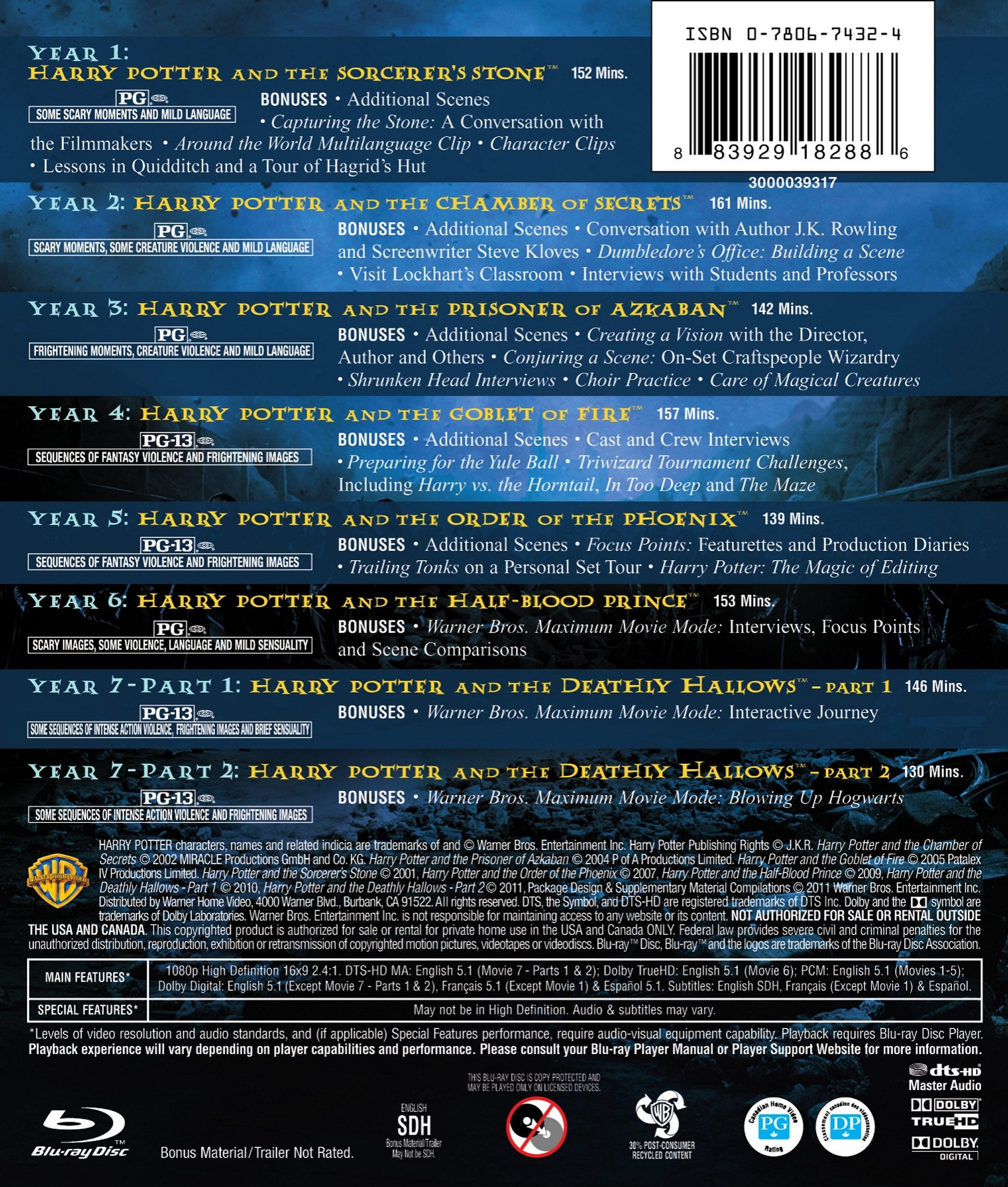 Premisse linnen Verblinding Harry Potter: Complete 8-Film Collection (Blu-ray) - Walmart.com
