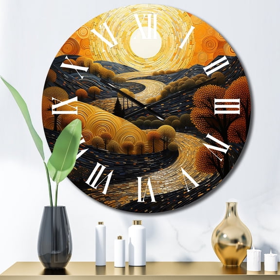 Designart "Canyon Golden Hour composition I" Landscapes Oversized Wall Clock