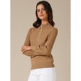 thumbnail image 2 of DARING DIVA Women's Casual Mock Neck Long Sleeve Button Knit Top XS Brown, 2 of 6