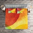 thumbnail image 2 of Ambesonne Abstract Quilted Coverlet 3 Pcs, Watercolor Modern Art, King Size, Yellow Orange Lime Green, 2 of 2