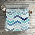 thumbnail image 2 of Ambesonne Modern Quilted Coverlet 3 Pcs, Seamless Doodle Style, King Size, Blue and White, 2 of 2