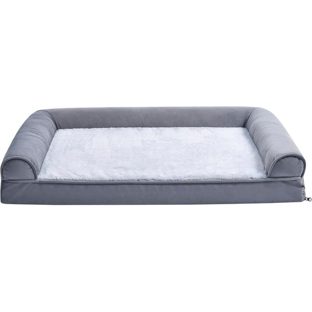 Dog Bed with Cooling Gel Memory Foam PressureRelief Support for Dogs up to lbs Bottom Machine Washable Cover Large Sized (x &#;) Grey