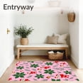 thumbnail image 3 of ODIKA 3'x5' Machine Washable Non-Slip Area Rug, Festive Holly Wreath with Jolly Santa High Traffic Rug with Pad, Pink, 737742, 3 of 8