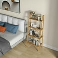 thumbnail image 6 of Barara King Bookcase, Storage Display Open Bookshelf,58 Inch 4-Tier Bamboo Ladder Bookshelf-Natural, 6 of 10