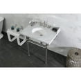 thumbnail image 2 of Kingston Brass LMS3030MB8 Pemberton 30" Carrara Marble Console Sink with Brass Legs (8-Inch, 3-Hole), Carrara Marble White/Brushed Nickel, 2 of 8