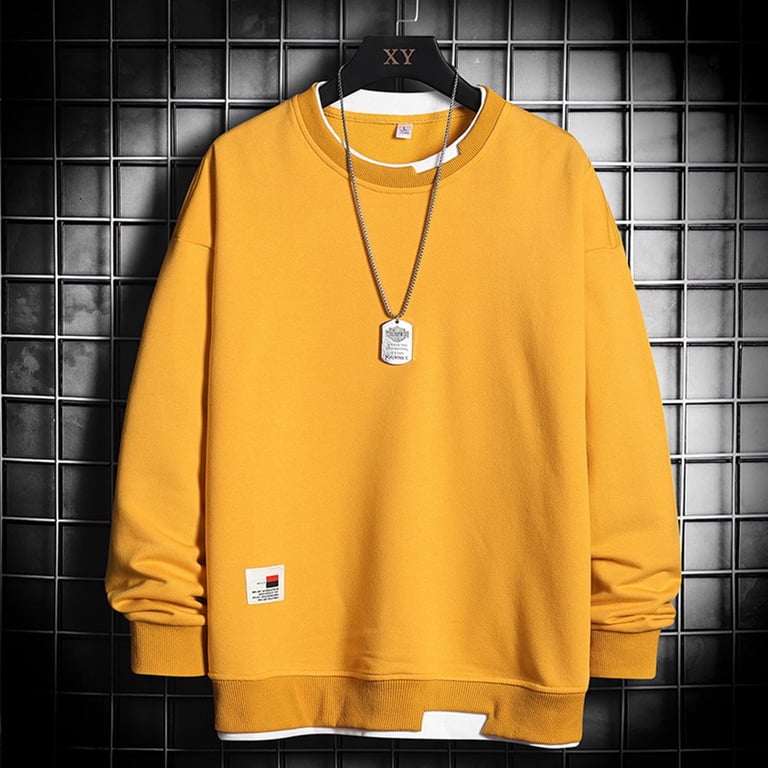Uneek Men's Classic Cotton Sweatshirt - 300 GSM, Yellow, Size L