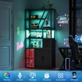 thumbnail image 3 of Ataucjin Wine Bar Cabinet with LED Lights, Tall Coffee Bar Station with Power Outlets and Wine Rack, Kitchen Microwave Stand Bakers Rack Cabinet for Living Room, 3 of 8
