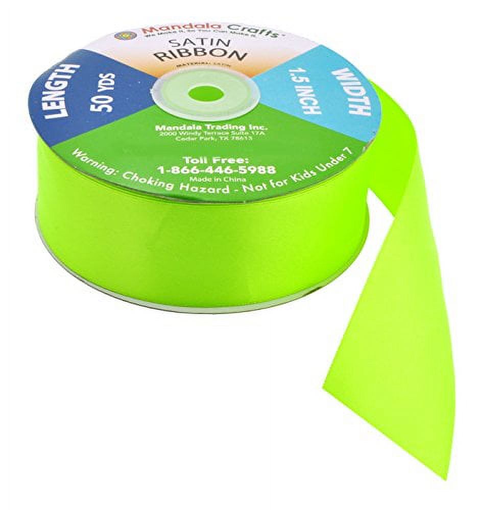 Lime Green Satin Ribbon 1 1/2 Inch 50 Yard Roll for Gift Wrapping