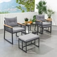 thumbnail image 5 of Costway 5 Piece Outdoor Conversation Set Rattan Armchairs with 2-Layer Side Table, 5 of 10