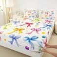 thumbnail image 3 of Homewish Watercolor Bowknot Child Bed Sheets, Kawaii Ribbon Bow King Sheets, Colorful Polkadots Sheet Set, Microfiber Bedroom Decor, 4-Piece, 3 of 7