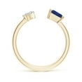 thumbnail image 2 of ANGARA Natural Two-Stone Square Blue Sapphire & Pear Diamond Open Ring in 14K Yellow Gold for Women (Size-5mm) | September Birthstone, Anniversary, Jewelry Gift for Women | Natural Blue Sapphire Ring, 2 of 9